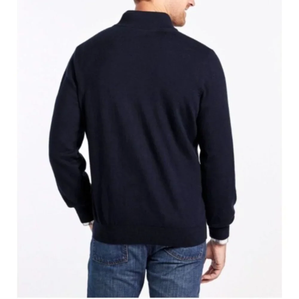 LL Bean Cotton Cashmere Super Soft Lightweight Preppy Sz XL Polo Sweater Green - Picture 2 of 6